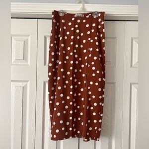 Abercrombie Brown Polka Dots Midi Skirt
